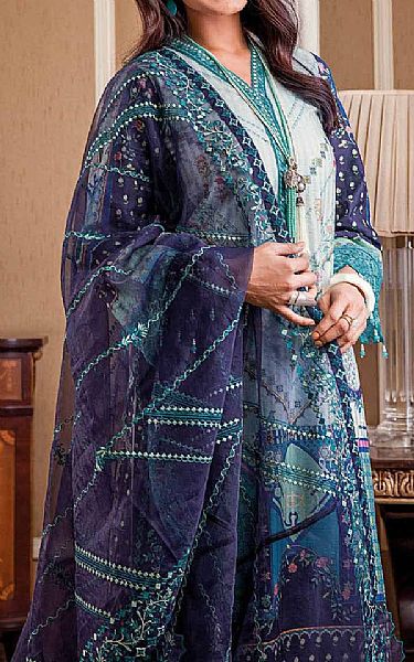 Gul Ahmed White/Indigo Lawn Suit | Pakistani Lawn Suits- Image 2