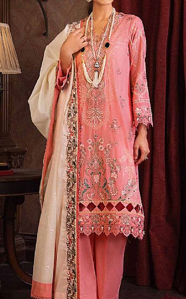 Gul Ahmed Salmon Pink Lawn Suit | Pakistani Lawn Suits- Image 1