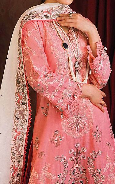 Gul Ahmed Salmon Pink Lawn Suit | Pakistani Lawn Suits- Image 2