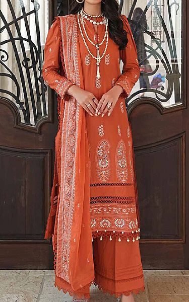 Gul Ahmed Bright Orange Lawn Suit | Pakistani Lawn Suits- Image 1