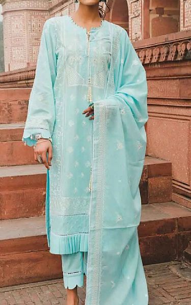 Gul Ahmed Sky Blue Cotton Suit | Pakistani Dresses in USA- Image 1