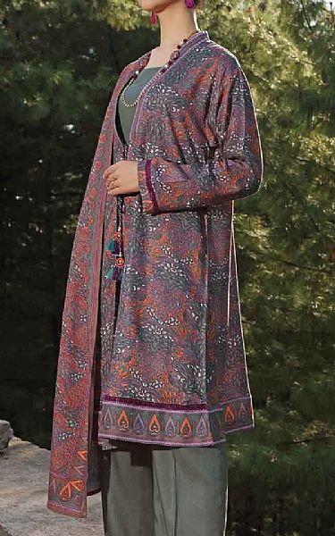 Gul Ahmed Dark Grey/Mauve Viscose Suit | Pakistani Dresses in USA- Image 2