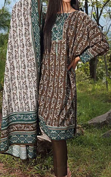 Gul Ahmed Cocoa Brown Viscose Suit | Pakistani Dresses in USA- Image 1