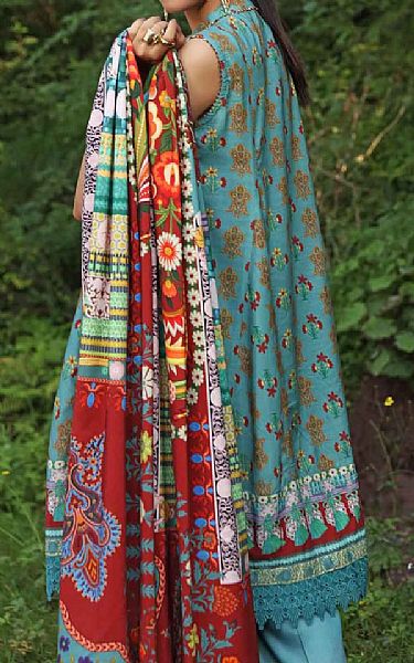 Gul Ahmed Light Turquoise Viscose Suit | Pakistani Dresses in USA- Image 2