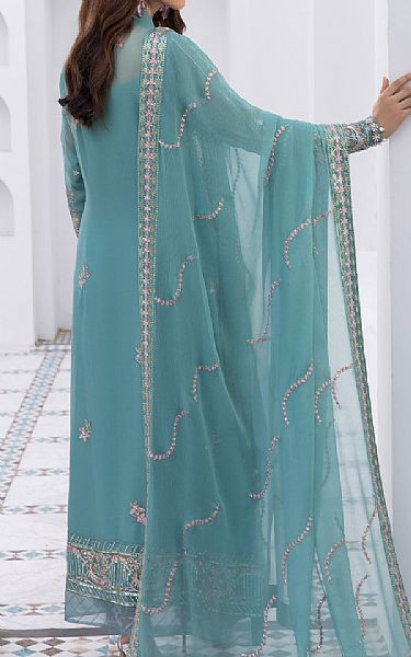Gulaal Turquoise Chiffon Suit | Pakistani Embroidered Chiffon Dresses USA- Image 3