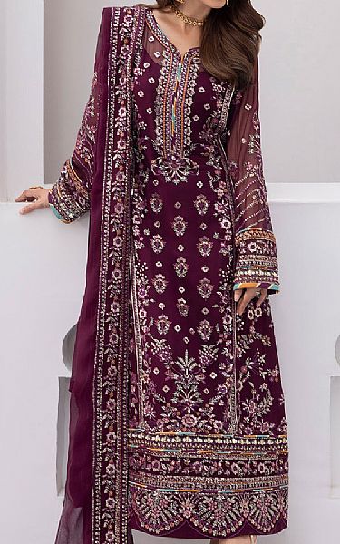 Gulaal Egg Plant Chiffon Suit | Pakistani Embroidered Chiffon Dresses USA- Image 3