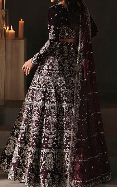 Gulaal Wine Berry Velvet Suit | Pakistani Winter Dresses in USA- Image 2