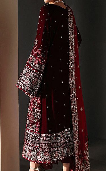 Gulaal Maroon Velvet Suit | Pakistani Winter Dresses in USA- Image 2