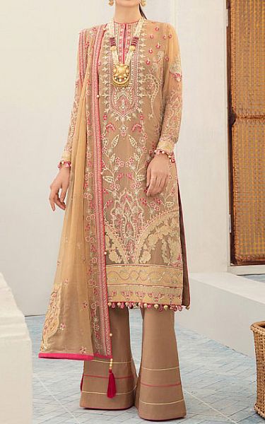 Gulaal Tan Chiffon Suit | Pakistani Dresses in USA- Image 1