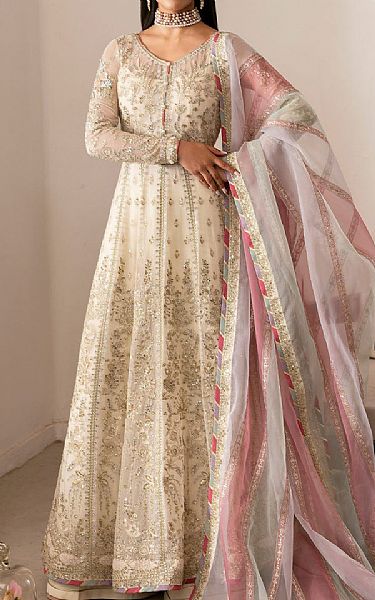 Gulaal Off White Chiffon Suit | Pakistani Embroidered Chiffon Dresses USA- Image 1