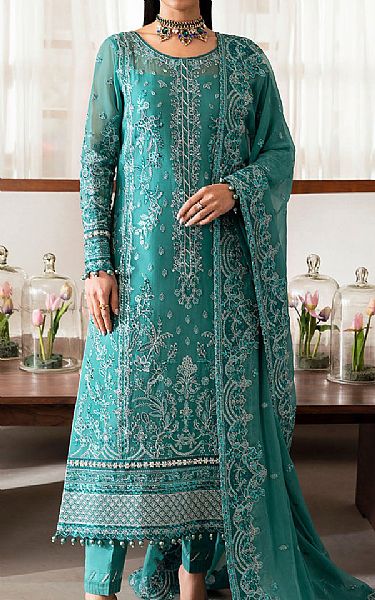Gulaal Light Sea Green Chiffon Suit | Pakistani Embroidered Chiffon Dresses USA- Image 1