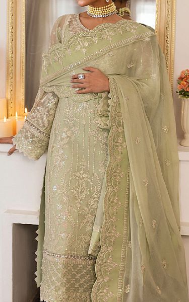 Gulaal Light Olive Green Chiffon Suit | Pakistani Embroidered Chiffon Dresses USA- Image 3