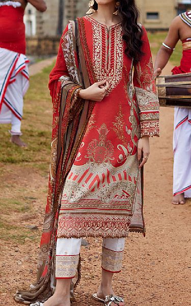 Gulaal Ivory/Red Lawn Suit | Pakistani Lawn Dress in USA- Image 1