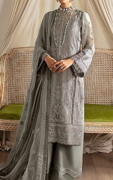 Gulaal Grey Chiffon Suit | Pakistani Embroidered Chiffon Dresses- Image 1