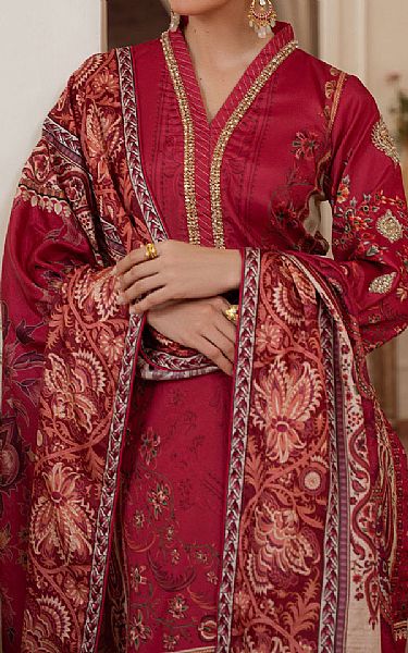 Gulaal Deep Carmine Silk Suit | Pakistani Embroidered Chiffon Dresses USA- Image 3