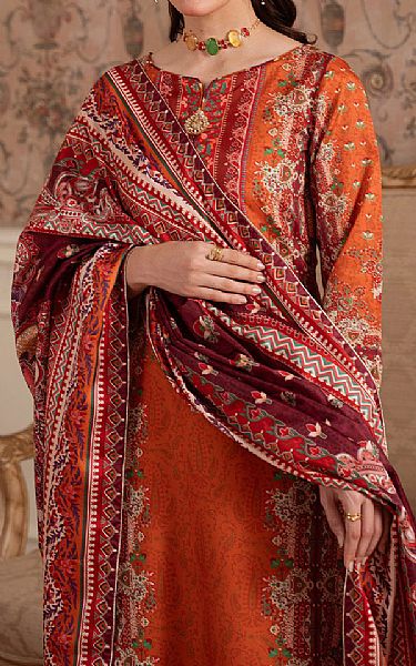 Gulaal Orange Silk Suit | Pakistani Embroidered Chiffon Dresses USA- Image 3