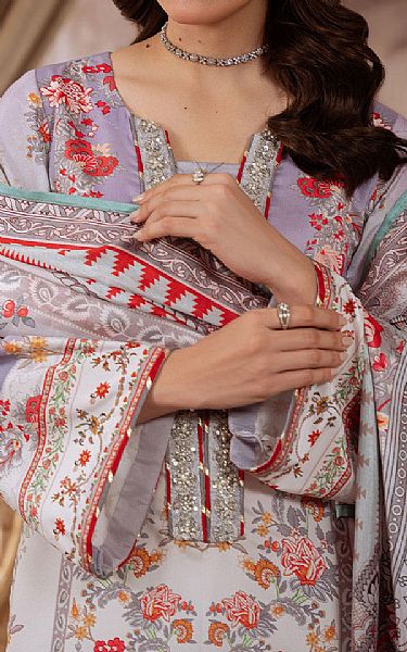 Gulaal Lilac/Off White Silk Suit | Pakistani Embroidered Chiffon Dresses USA- Image 3