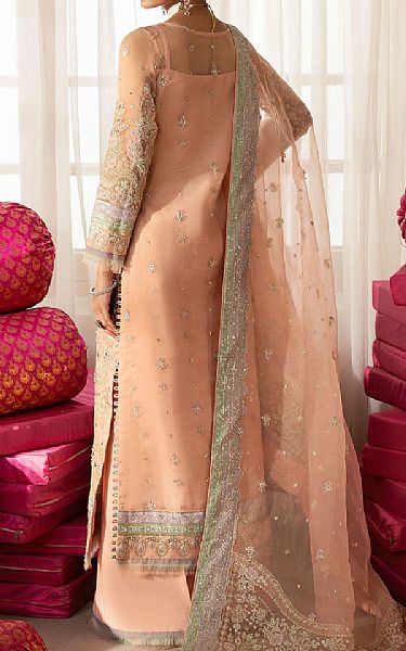 Gulaal Peach Organza Suit | Pakistani Embroidered Chiffon Dresses USA- Image 3