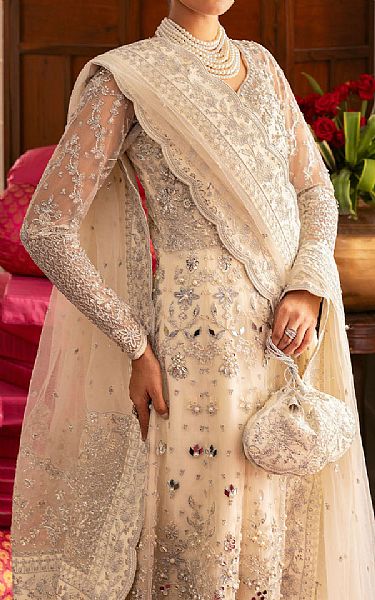 Gulaal Off-white Net Suit | Pakistani Embroidered Chiffon Dresses USA- Image 2