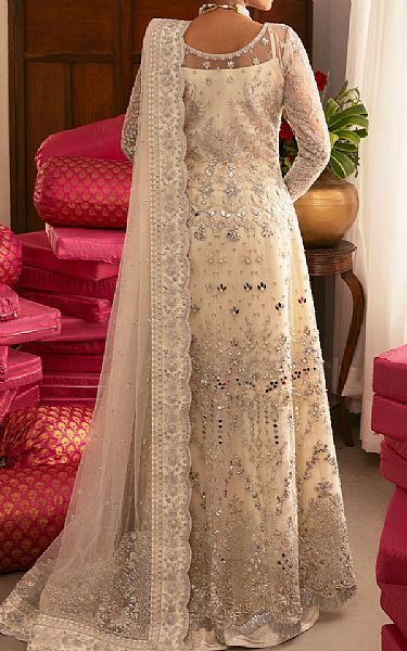 Gulaal Off-white Net Suit | Pakistani Embroidered Chiffon Dresses USA- Image 3