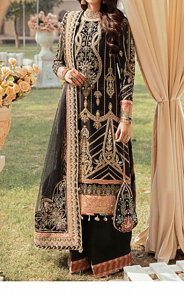 Gulaal Black Silk Suit | Pakistani Wedding Dresses- Image 1