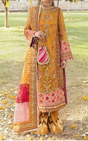 Gulaal Mustard Organza Suit | Pakistani Wedding Dresses- Image 1