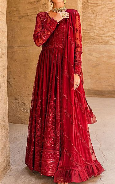 Scarlet Chiffon Suit | Pakistani Wedding Dresses