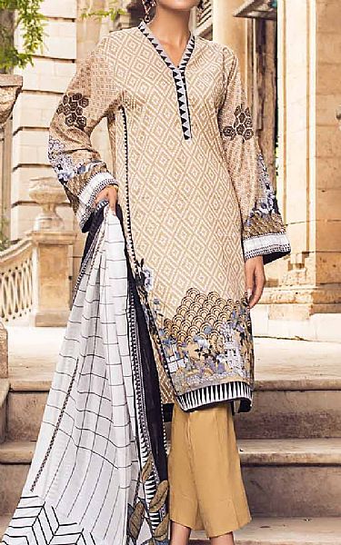 Gul Ahmed Tan Lawn Suit (2 Pcs) | Pakistani Dresses in USA- Image 1