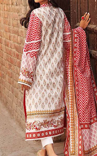 Gul Ahmed White/Red Lawn Suit | Pakistani Dresses in USA- Image 2
