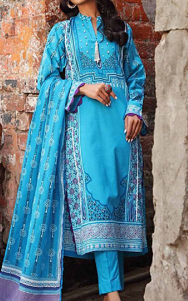 Gul Ahmed Turquoise Lawn Suit | Pakistani Dresses in USA- Image 1