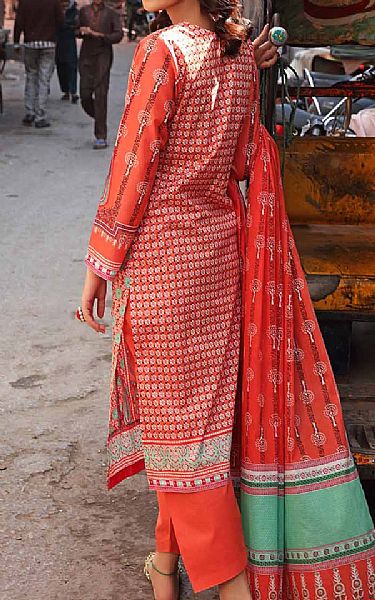 Gul Ahmed Tomato Red Lawn Suit | Pakistani Dresses in USA- Image 2