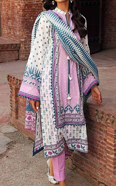 Gul Ahmed White/Mauve Lawn Suit | Pakistani Dresses in USA- Image 1
