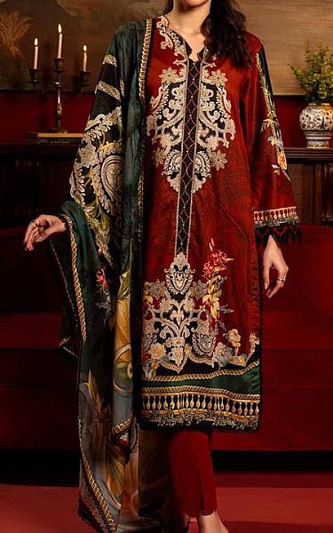 Gul Ahmed Wine Red Lawn Suit | Pakistani Lawn Suits- Image 1