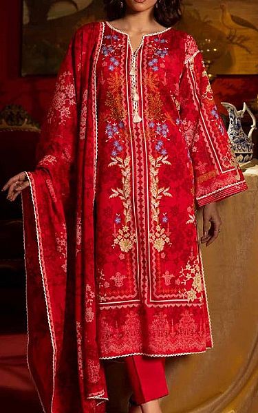 Gul Ahmed Red Lawn Suit | Pakistani Lawn Suits- Image 1