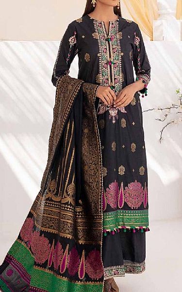 Gul Ahmed Black Jacquard Suit | Pakistani Embroidered Chiffon Dresses- Image 1