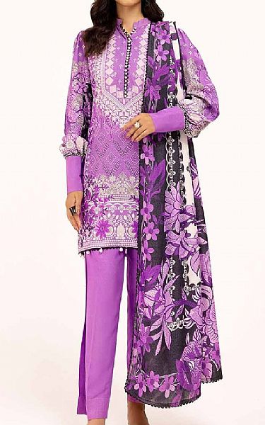 Gul Ahmed Rich Lilac Karandi Suit | Pakistani Winter Dresses in USA- Image 1