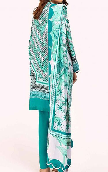 Gul Ahmed Teal Karandi Suit | Pakistani Winter Dresses in USA- Image 2