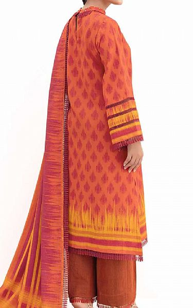 Gul Ahmed Shocking Orange Dhanak Suit | Pakistani Winter Dresses in USA- Image 2