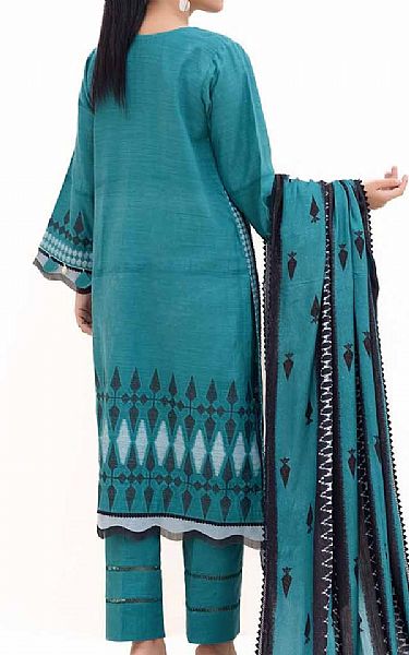Gul Ahmed Teal Jacquard Suit | Pakistani Winter Dresses in USA- Image 2