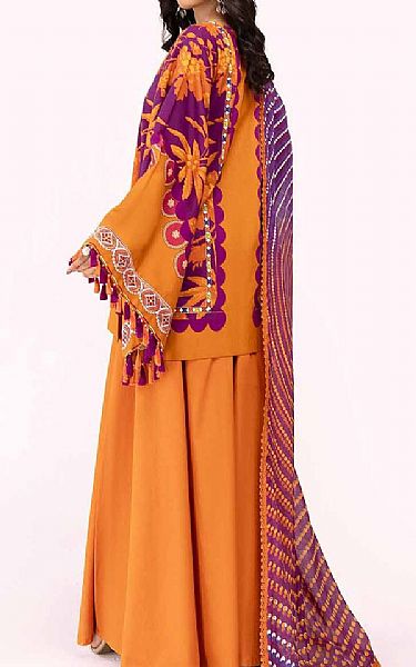 Gul Ahmed Dull Orange Corduroy Suit | Pakistani Winter Dresses in USA- Image 2