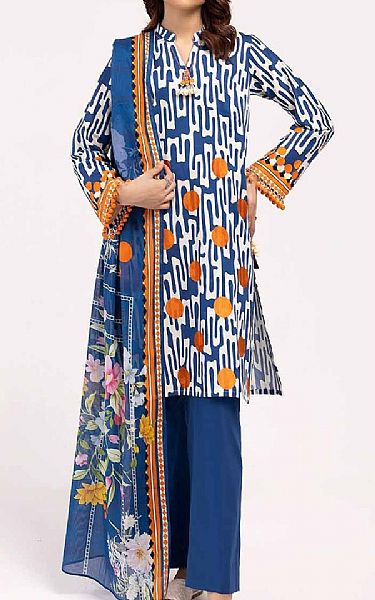 Gul Ahmed Light Navy Blue Corduroy Suit | Pakistani Winter Dresses in USA- Image 1