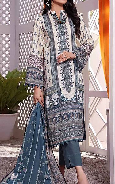 Gul Ahmed Off-white Lawn Suit | Pakistani Dresses in USA- Image 1