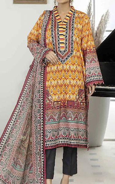 Gul Ahmed Mustard Lawn Suit (2 Pcs) | Pakistani Dresses in USA- Image 1