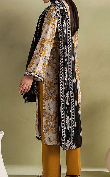 Gul Ahmed Off White/Mustard Lawn Suit | Pakistani Lawn Dress in USA- Image 2