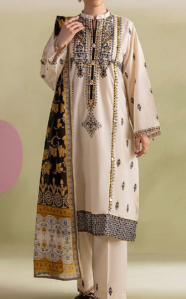 Gul Ahmed Off White Lawn Suit | Pakistani Lawn Dress in USA- Image 1