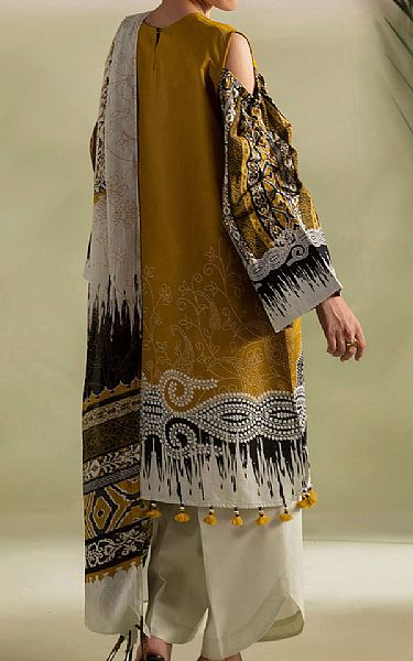 Gul Ahmed Off White/Mustard Lawn Suit | Pakistani Lawn Dress in USA- Image 2