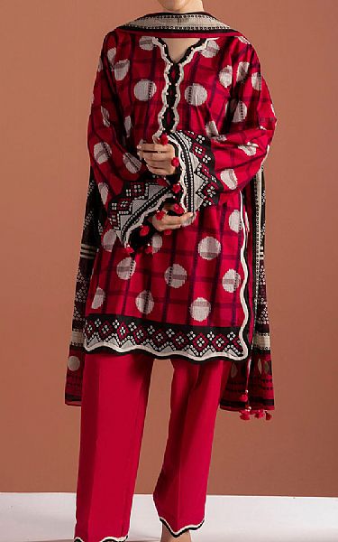 Gul Ahmed Cadmium Red Lawn Suit | Pakistani Lawn Dress in USA- Image 1