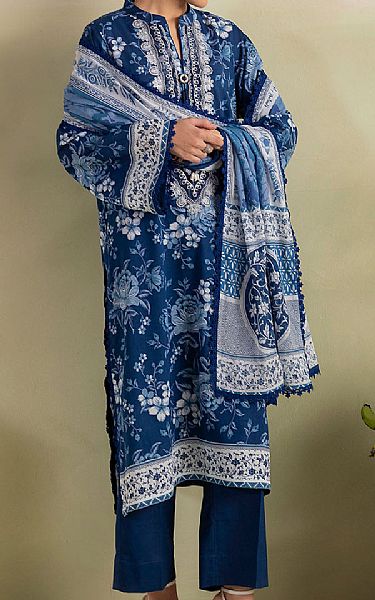 Gul Ahmed Blue/Off White Lawn Suit | Pakistani Lawn Dress in USA- Image 1
