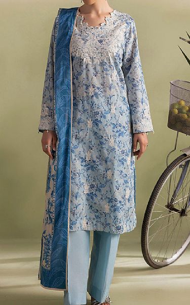 Gul Ahmed Cloudy Blue Lawn Suit | Pakistani Lawn Dress in USA- Image 1