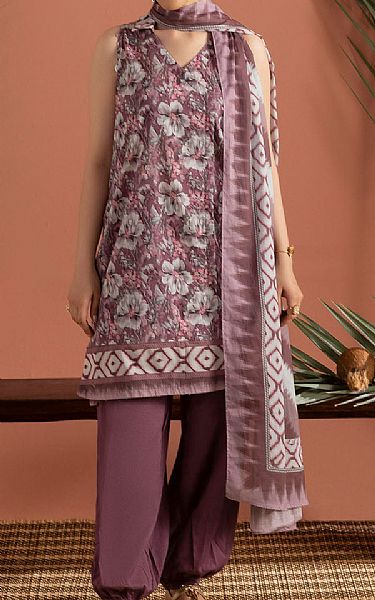 Gul Ahmed Mauve Lawn Suit | Pakistani Lawn Dress in USA- Image 1